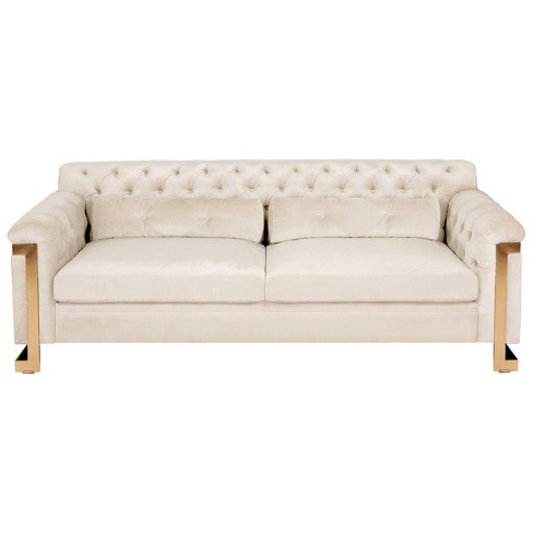 Lethbridge Tufted Velvet Sofa White - Safavieh : Target