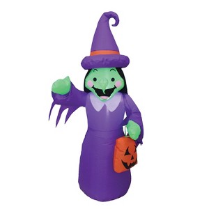 A Holiday Company Inflatable Witch LED Lighted Yard Halloween Decoration - 4 ft - Purple - 1 of 1