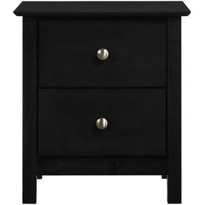 ORRD  Gemini Solid Wood Two Drawer Nightstand, Black
