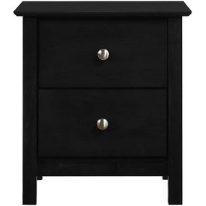 ORRD  Gemini Solid Wood Two Drawer Nightstand, Black - 1 of 4