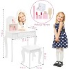 Kids Vanity Desk with Mirror Lighting, Drawers, 3 Adjustable Light Modes, Wooden Princess Makeup Table for Girls, Wjite - 2 of 4