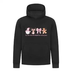 Everyday Kids Christmas Collection Most Wonderful Time Girls Pullover Hoodie – Pink Holiday Sweatshirt - 1 of 4