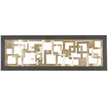 Metal Geometric Square Ribbon Wall Decor with Black Frame Gold - Olivia & May