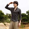 Campus Sutra Men Men's Charcoal Black Weave-Textured Shirt - 3 of 4