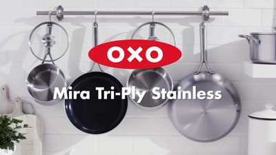 OXO Mira Tri-Ply Stainless Steel PFAS-Free Nonstick, 8 and 10 Frying Pan  Skillet Set, Induction, Multi Clad, Dishwasher and Metal Utensil Safe