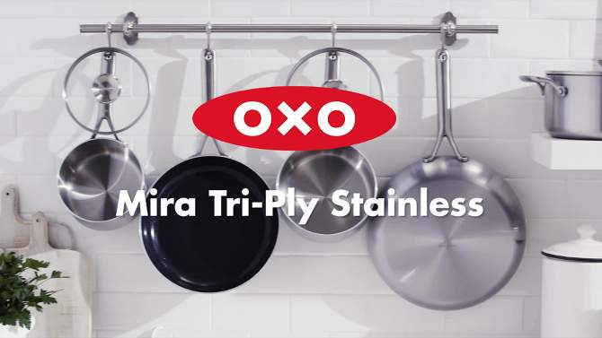 OXO 2pc Mira Tri-Ply Stainless Steel Non-Stick Frypan Set Silver, 2 of 9, play video