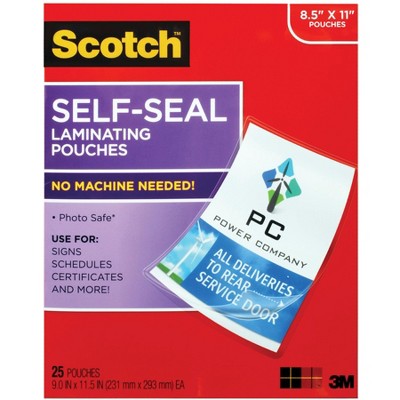 Scotch Self-Sealing Laminating Pouch, 9 x 11-1/2 Inches, Clear, Pack of 25