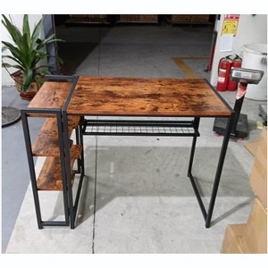 35-inch folding coffee table/computer desk with storage shelves, space-saving, sturdy and durable, no assembly required. - 1 of 1