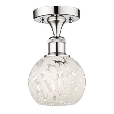 White Mouchette - 1 Light Semi-Flush Mount In Modern Style-8.13 Inches Tall and 6 Inches Wide