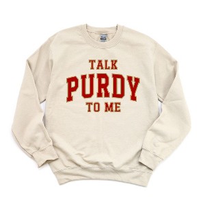 Simply Sage Market Women's Graphic Sweatshirt Varsity Talk Purdy To Me - 2XL - Dust - 1 of 3