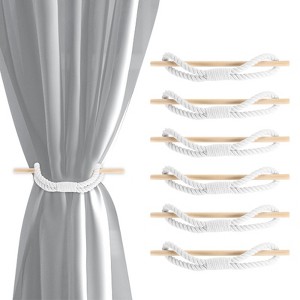 Unique Bargains Cotton Hand-Woven Decorative Drape Curtain Tiebacks with Wood Club - 1 of 4