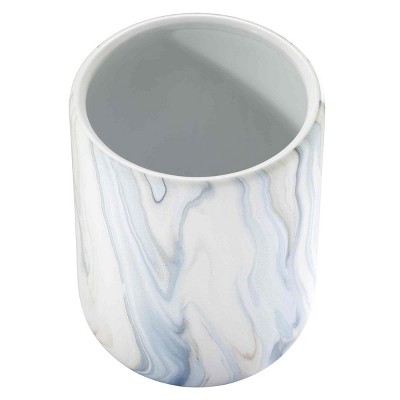 Avanti Waves Blue and White Marble Wastebasket