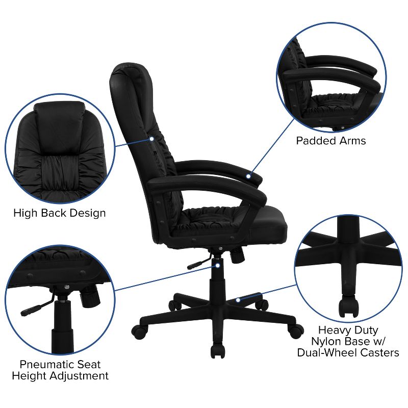 Flash Furniture Hansel High Back Black LeatherSoft Executive Swivel Office Chair with Arms, 3 of 12