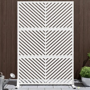 Wooakway 72"H 47"W 16"D Metal Outdoor Privacy Screen Freestanding Patio Decorative Screens - 1 of 4