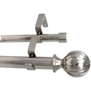 Urbanest Fluted Ball Manhattan 1-inch 3-4 inch Double Drapery Curtain Window Rod Set - 1 of 4
