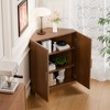 PexFix 36" x 31" Farmhouse Corner Cabinet Wooden Corner Storage Cabinet with Adjustable Shelves for Home Corners Living Room Bathroom Bedroom Walnut - 3 of 4