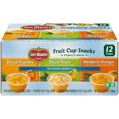 Del Monte Diced Peaches Diced Pears & Mandarin Oranges Fruit Cups - 4oz/12ct