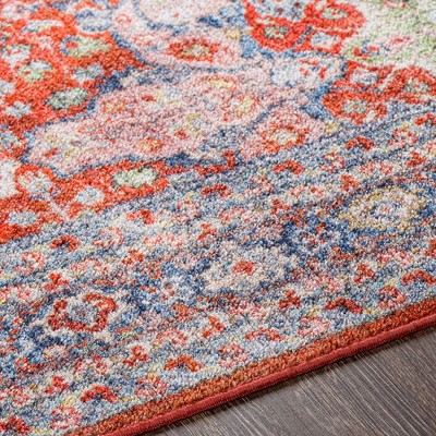 Bright Red Wool Traditional Washable Area Rug 2'7" x 4'