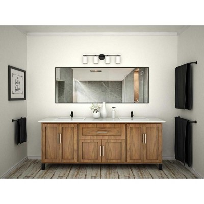 Sleek Textured Black Porcelain 4-Light Modern Bath Vanity Fixture