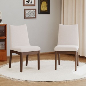 Coolbibila Mid Century Modern Armless Fabric Upholstered Dining Chairs Set Of 2,Solid Wood Legs High Back Kitchen Dining Room Chairs - 1 of 4