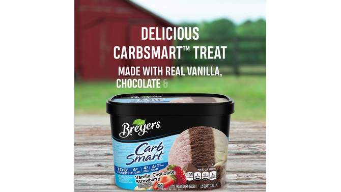 Breyers Carb Smart Vanilla + Chocolate + Strawberry Frozen Dairy Dessert - 48oz, 2 of 8, play video