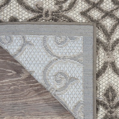 Aloha Floral Grey Charcoal Round 43" Synthetic Outdoor Rug