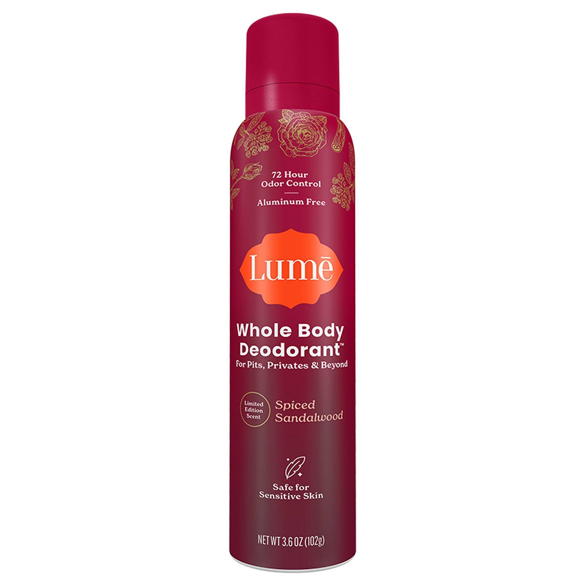 Lume Whole Body Aluminum Free Deodorant Spray -  Spiced Sandalwood  - 3.6oz