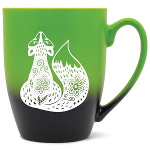 Elanze Designs 12 Ounce Vibrant Two Toned Ombre Ceramic Tea Coffee Cup Mug Green Black Sly Forest Fox - 1 of 4