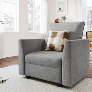 Modern Grey Accent Chair with Hidden Storage - Oversized Upholstered Armchair with Detachable Armrests - 1 of 4