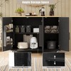 JUJABU 51.2 in. W Geometric Twill Stripe Textured Design Kitchen Island with Drop Leaf, Internal Storage Rack - 4 of 4