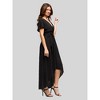 24seven Comfort Apparel Womens V Neck Belted Faux Wrap High Low Dress - 2 of 4