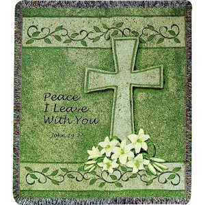 Manual Woodworks and Weavers Peace I Leave You Throw Blanket – Inspirational Christian Scripture Tapestry for Prayer or Comfort - 1 of 3
