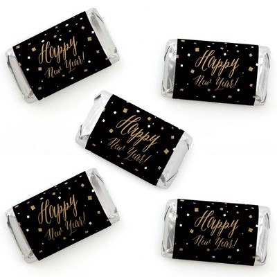 Big Dot of Happiness New Year's Eve - Gold - Mini Candy Bar Wrapper Stickers - New Years Eve Party Small Favors - 40 Count