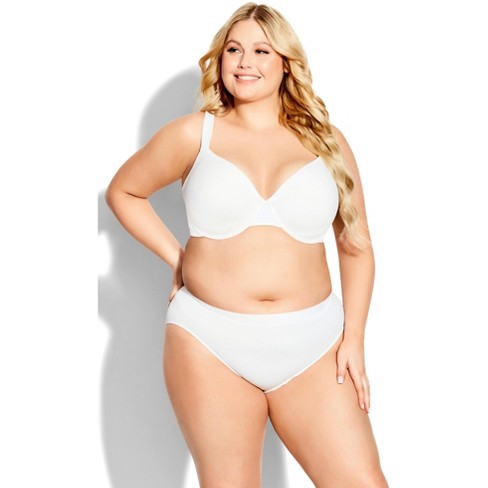 Women's Plus Size Seamless High Cut Brief - White