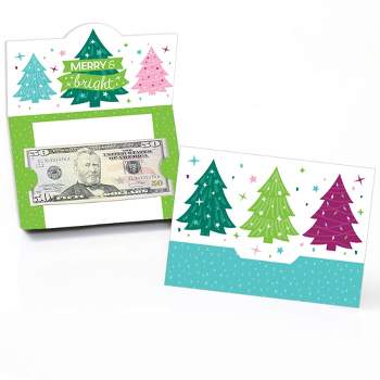 Big Dot of Happiness Merry and Bright Trees - Colorful Whimsical Christmas Party Money and Gift Card Holders - Set of 8