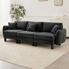 3‑Seater Boucle Sofa Couch with 3 Pillows, Upholstered Sofa with Wooden Frame, Minimalist Polyester Fabric Living Room Sofa-Koiai - 3 of 4