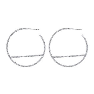 14k Gold and Sterling Silver J Hoop Earrings with crystals from Swarovski - 1 of 4