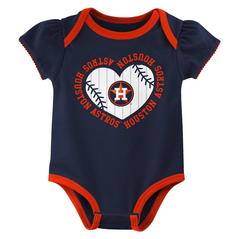 MLB Houston Astros Infant Girls&#39; 3pk Bodysuit, 4 of 5