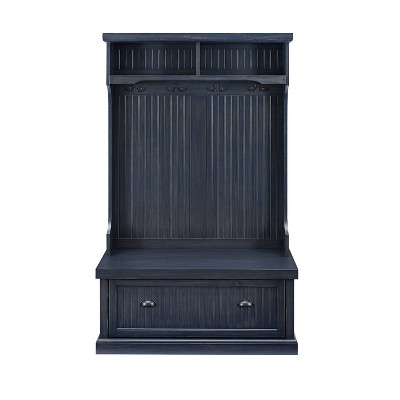 Navy Hall Tree with Bench and Storage Hooks