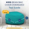 Ultimate Sack Kids Bean Bag Chair, Oversized Comfortable Indoor Floor Lounger, Giant Foam-Filled Furniture for Relaxing, Teal Suede - 2 of 4