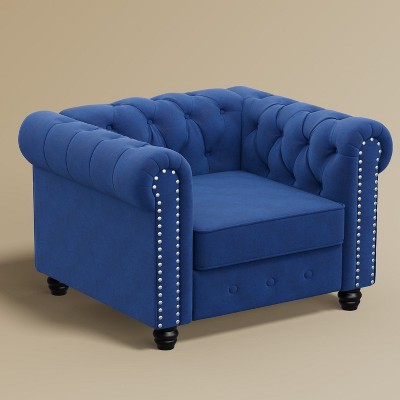 Velvet Chesterfield Chair for Living Room Accent Armhair with Deep Cushion in -Morden Fort