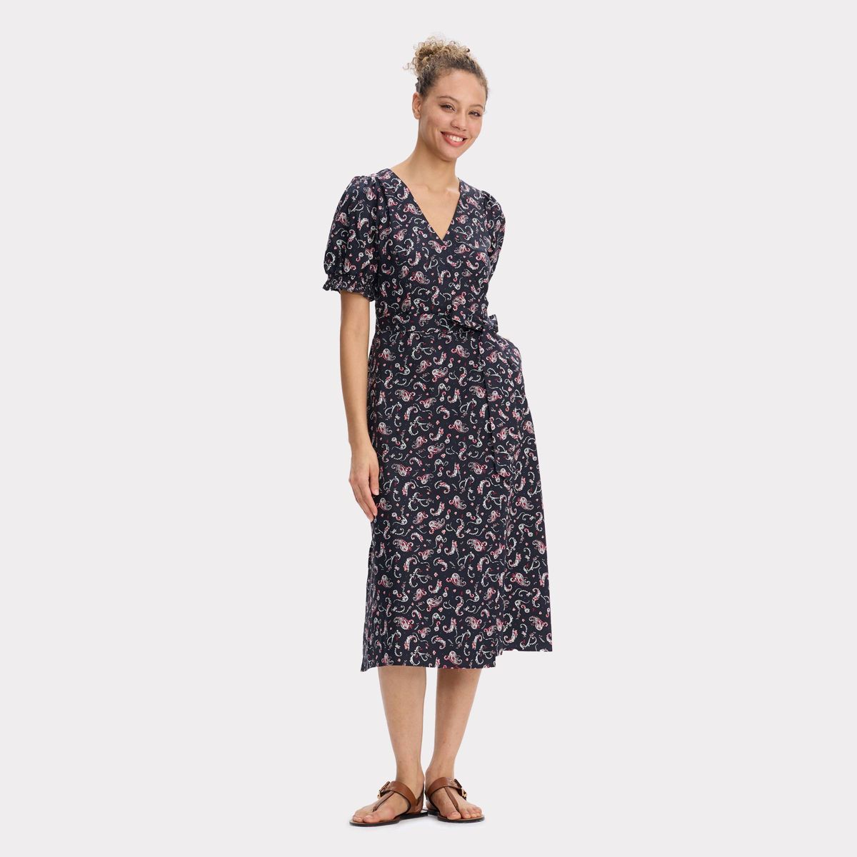 Women's Puff Short Sleeve Midi Wrap Dress - Universal Thread™