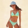 Women's Contrast Diamond Neck Bikini Top & Low-Rise Bottoms Set - Cupshe - 3 of 4
