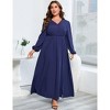 Coolmee Women Plus Size Crossover V Neck Long Sleeve Hem Slit Ruffle Flowy Maxi Wedding Guest Vacation Dress - 3 of 4