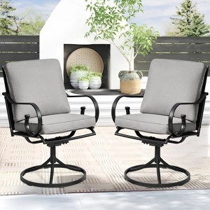 EROMMY Patio Swivel Chair Set Of 2, Outdoor Dining Chairs With Cushions, 360° Swivel Rocker Patio Chairs For Porch, Deck, And Garden - 1 of 4