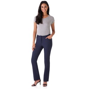 Rekucci Women’s 5 Pocket Straight Leg Pants with Stretch Waistband – Slim Fit Business Casual Trousers - Indigo, 6 - 1 of 4
