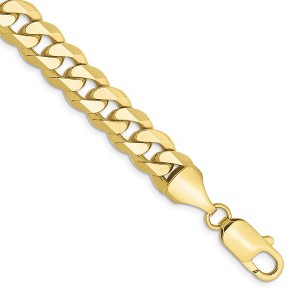 Black Bow Jewelry Men's 8.25mm 10k Yellow Gold Flat Beveled Curb Chain Bracelet - 1 of 4