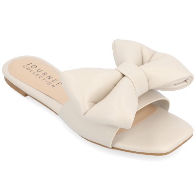 Journee Collection Womens Medium and Wide Width Fayre Slip On Slide Flat Sandals