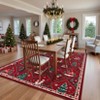 Washable Christmas Area Rug Non Slip Decorative Xmas Holiday Carpet with Santa & Reindeer Print Soft Non Shedding - 3 of 4