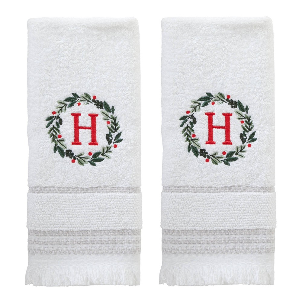 SKL Home 2pk Wreath Monogram Hand Towels &#34;H&#34;